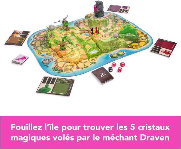 Spin Master Games Jumanji L'ile du Danger - Jumanji en 3D - Jeu de Société Famille - Jeu De Plateau avec Nombreux Défis - Ambiance du Film - Version Française - Jouet Enfant 8 Ans et +