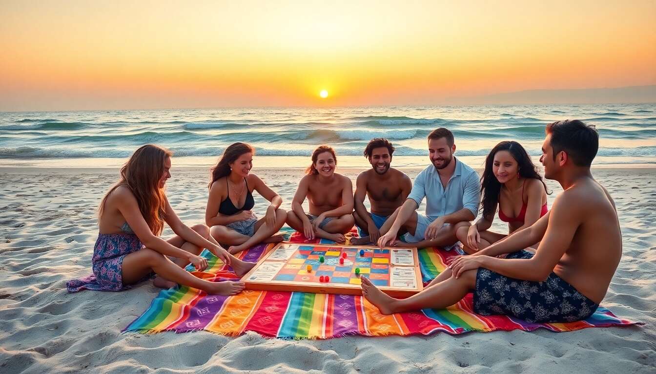 Jeux de soci&eacute;t&eacute; sur la plage : d&eacute;tente et rires garantis