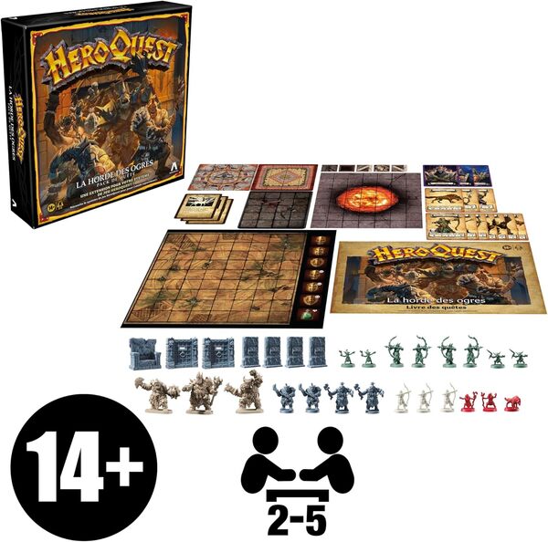 Avalon Hill HeroQuest, Pack de quête La Horde des Ogres, Jeu de rôle, Jeu de Plateau, système de Jeu HeroQuest requis - Version Française