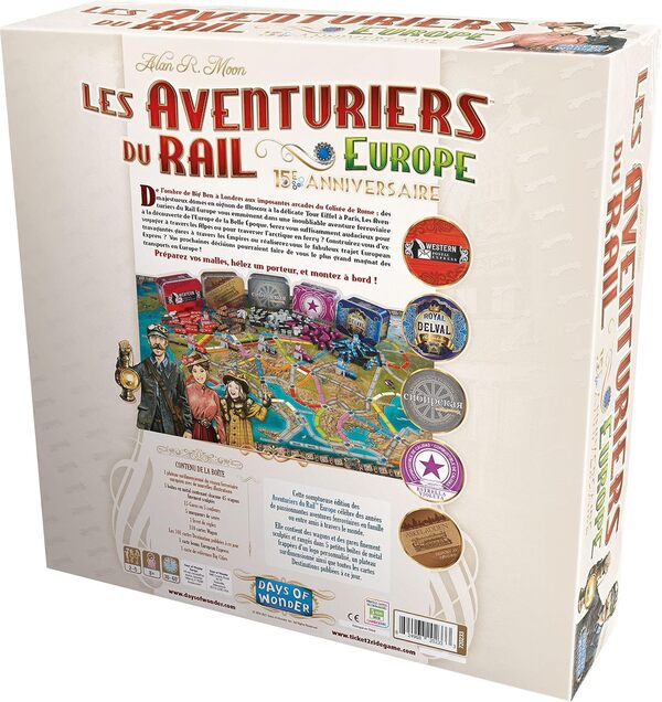 Days of Wonder - Les Aventuriers du Rail : Europe - Édition Collector 15ème anniversaire - Version Française - Jeu de société de réflexion et de stratégie pour Enfants dès 8 ans - 2 à 5 Joueurs
