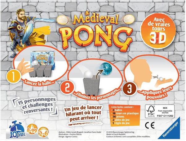 Ravensburger - Médieval Pong - Jeu d'ambiance en Famille ou Entre Amis - Jeu d'apéro - Jeu de Lancer - 2 à 6 Joueurs dès 8 Ans - Version française - 26006