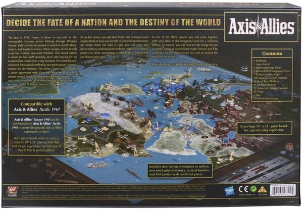 Hasbro Gaming Avalon Hill Axis & Allies Europe 1940 Second Edition WWII Strategy Board Game, with Extra Large Gameboard, Ages 12 and Up, 2-6 Players