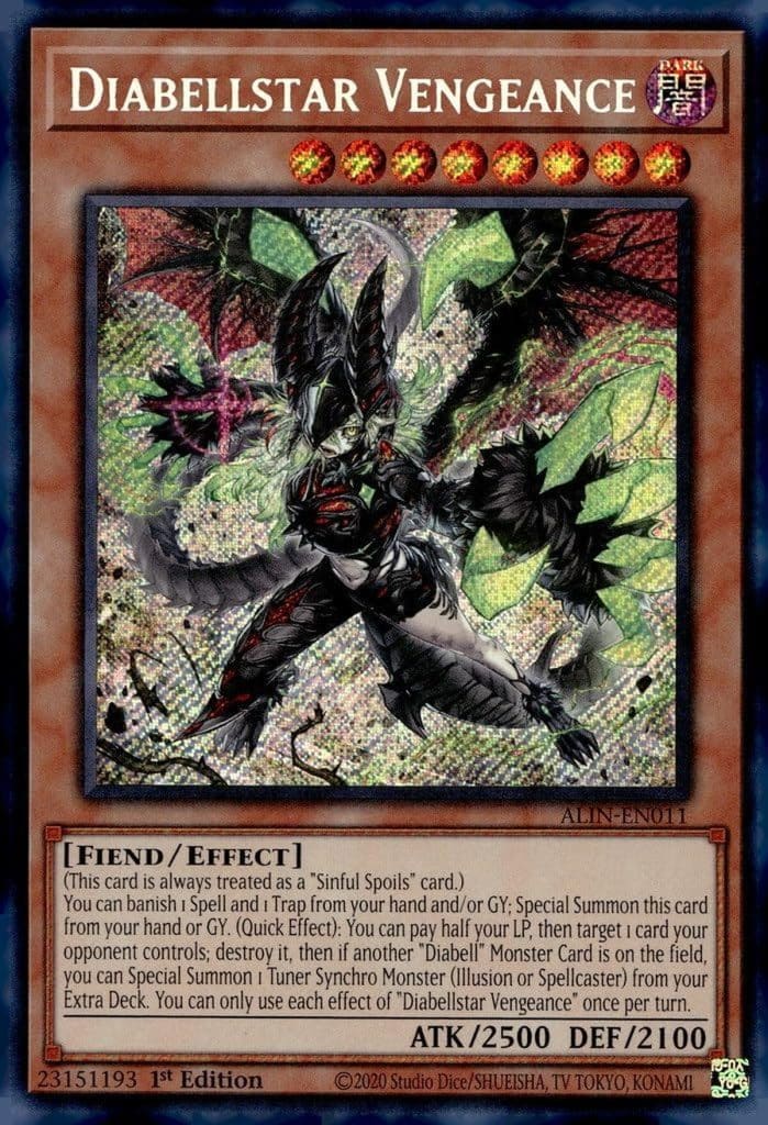Test : carte Diabellstar Vengeance ALIN-EN011 Secret Rare 1ère édition