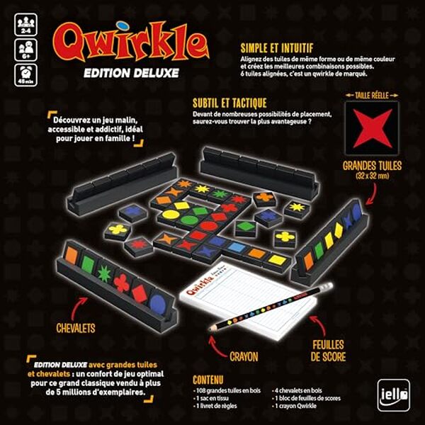 Explorez notre test complet du jeu de société IELLO Qwirkle Deluxe : un jeu familial stratégique parfait pour tous les âges et occasions.