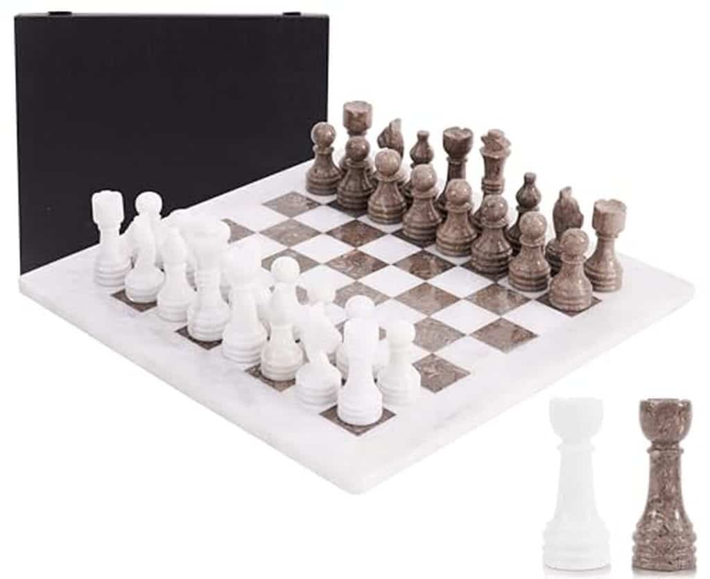 Avis : jeu d'échecs en marbre élégant fait main, 38 cm