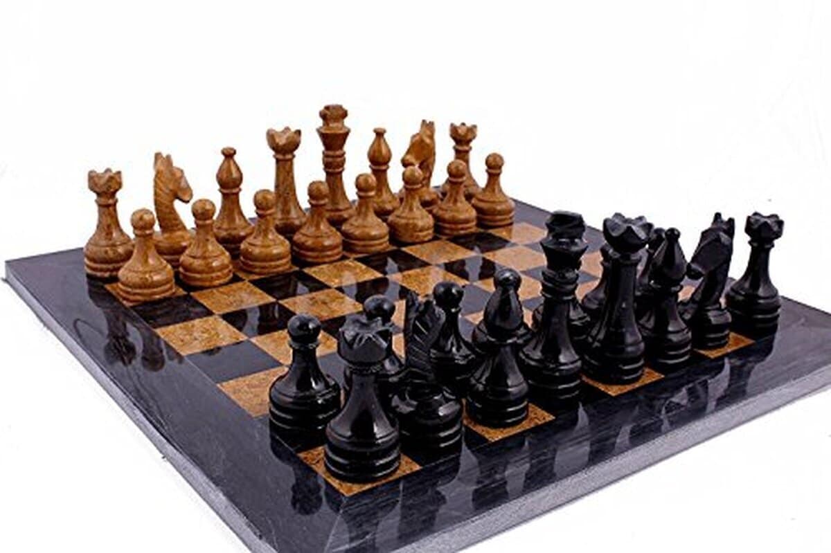 Avis sur le jeu d'échecs en marbre Radicaln 15 pouces, noir et doré